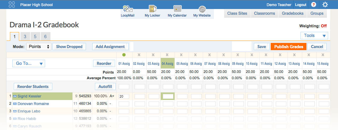 School Loop Gradebook